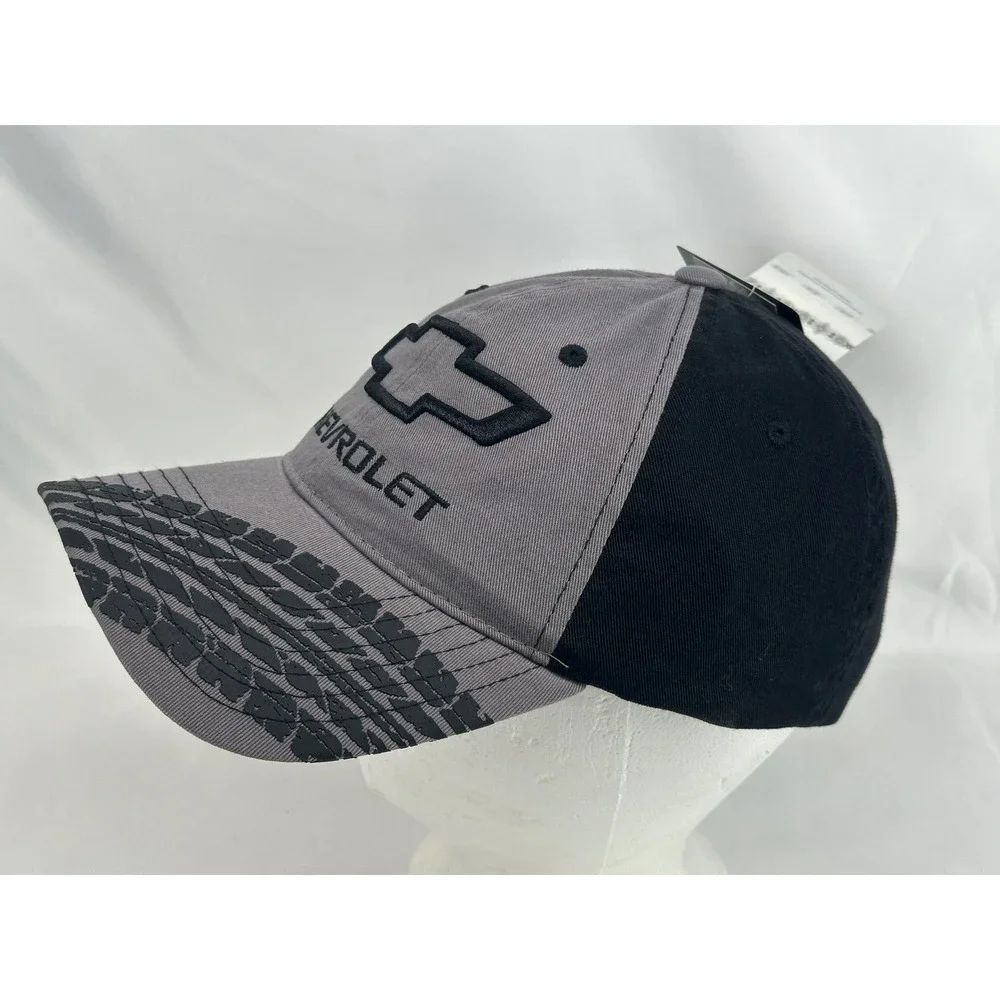Chevrolet Baseball Cap Mens OSFM Grey Black GM Licensed Tire Tread Logo Hat